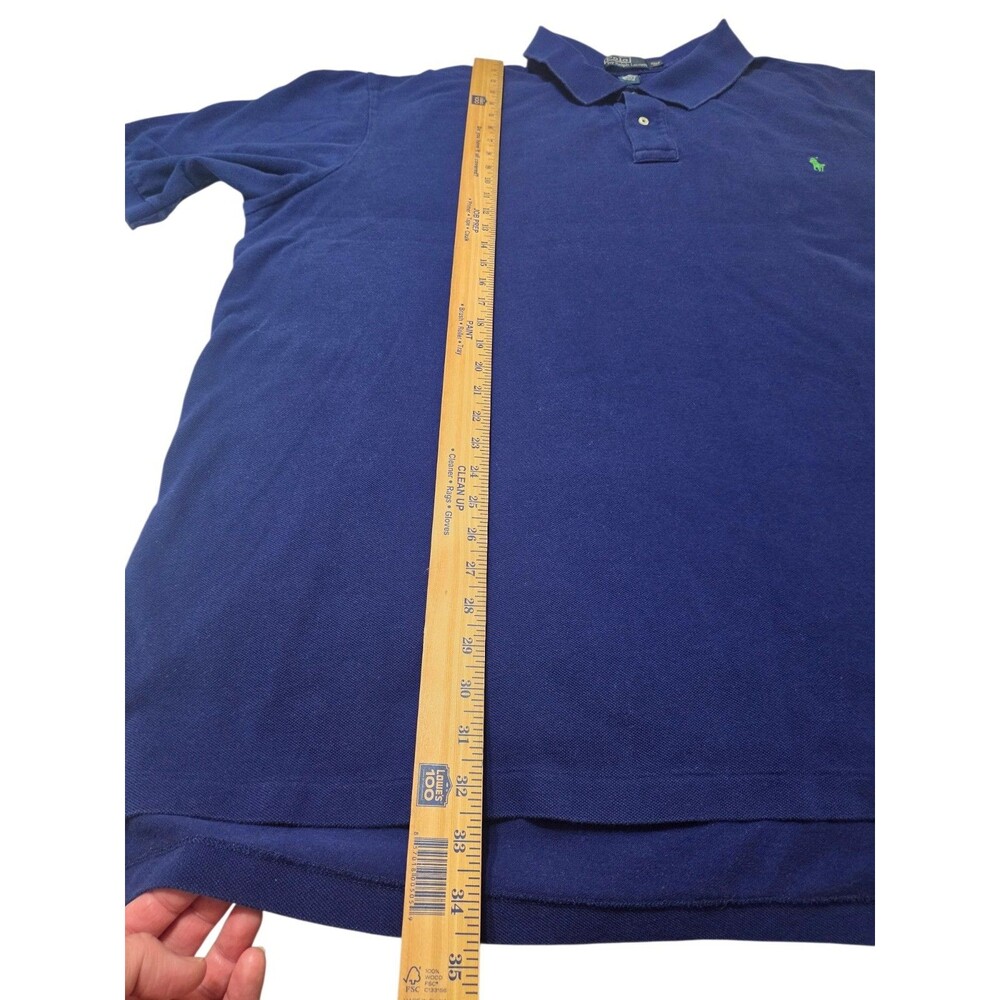 Polo Ralph Lauren Shirt Mens 2XLT Navy Lime Green Pony Preppy Tall G6.1 - Picture 6 of 10